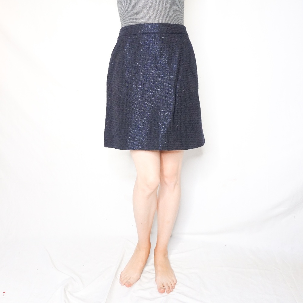 CHANEL Uniform Textured Blue Metallic Mini Skirt - Picture 1 of 7